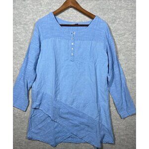 Soft Surroundings Blue Linen Blend‎ Women’s Tunic Top Size S